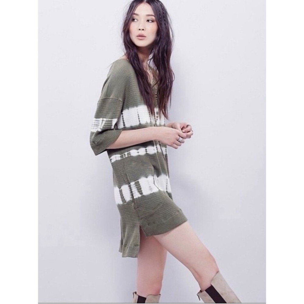 We The Free Brown and Cream Tie-Dye Mini Dress